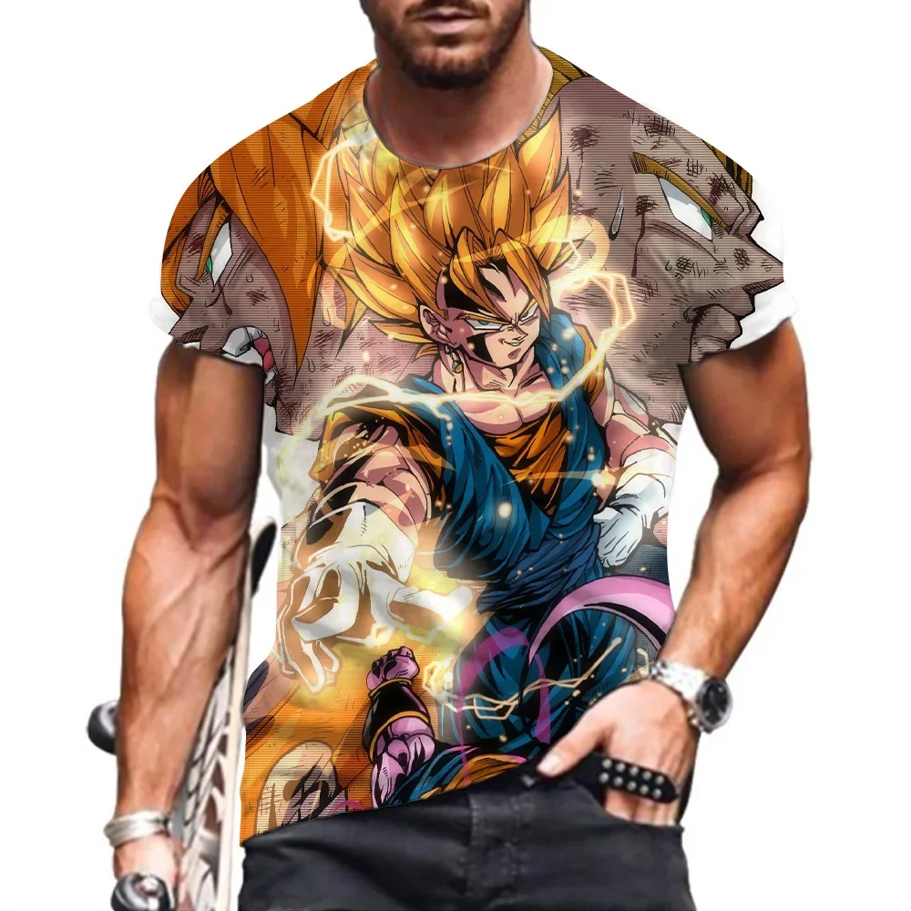 Men's  T-Shirt Vegeta Goku Dragon Ball Z Summer Trend Y2K Cool Aesthetic Clothing O-collar Oversized Saiyan Majin Buu Streetwear