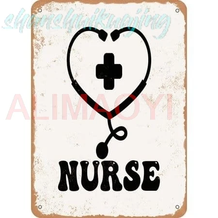 Vintage Metal Sign Nurse Metal Tin Sign Aluminum Sign For Home Coffee Bar 8x12 inch sign