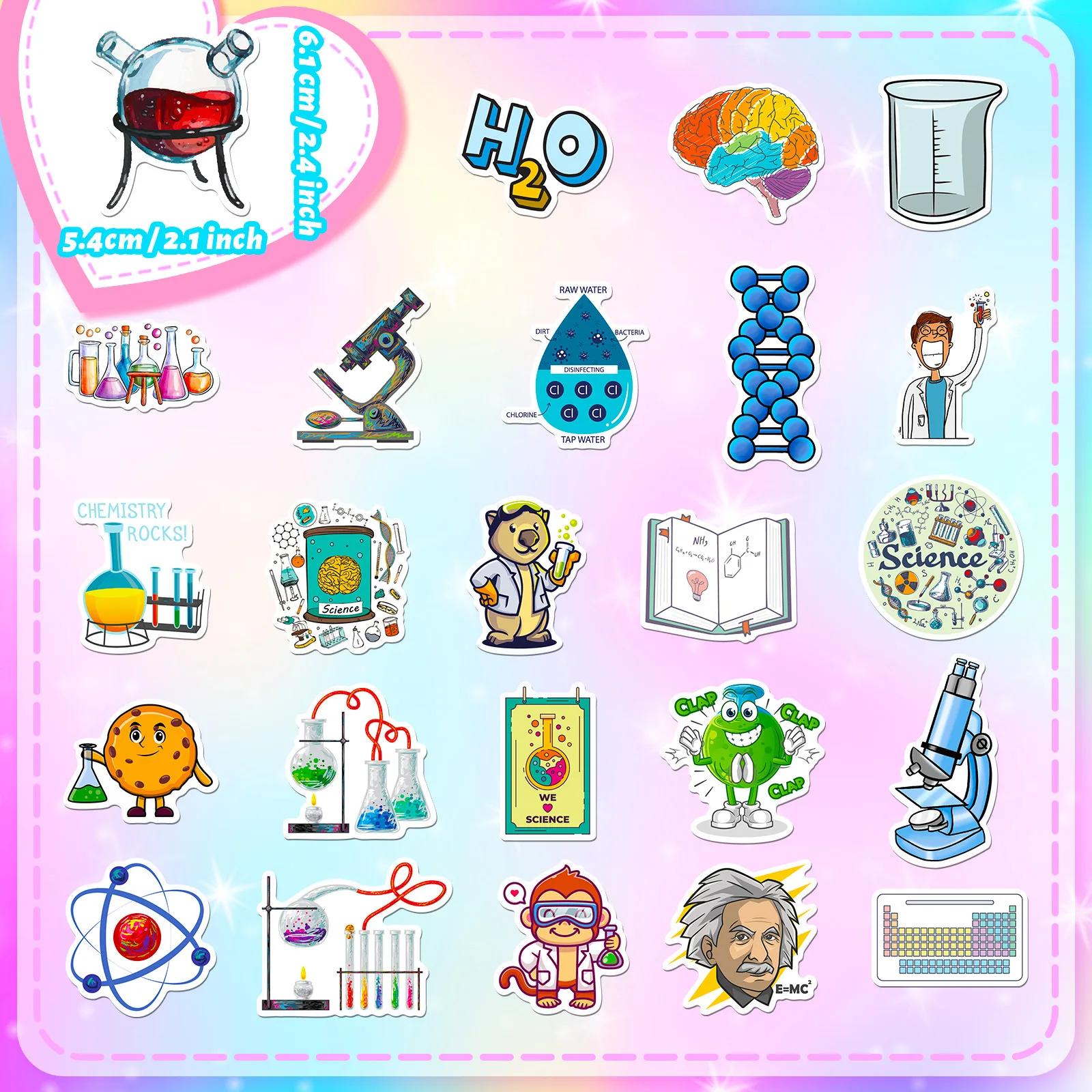 10/25/50pcs Graffiti Science Laboratory Stickers for Students Teachers School DIY Scrapbooking Phone Laptop Helmet Water Bottle