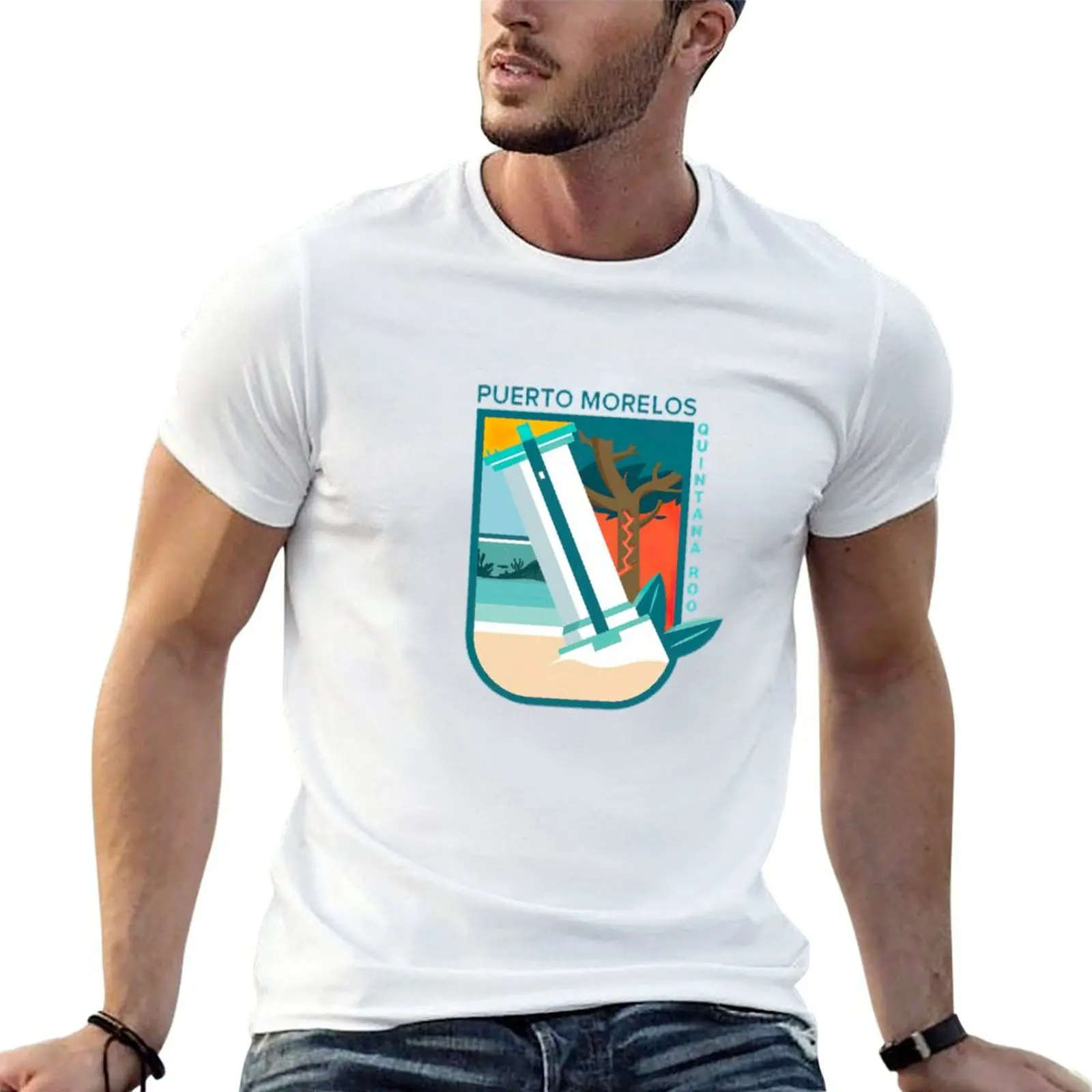 Camiseta de Puerto Morelos México, camiseta de algodón para hombre, camisetas gráficas vintage para hombre, camiseta gráfica