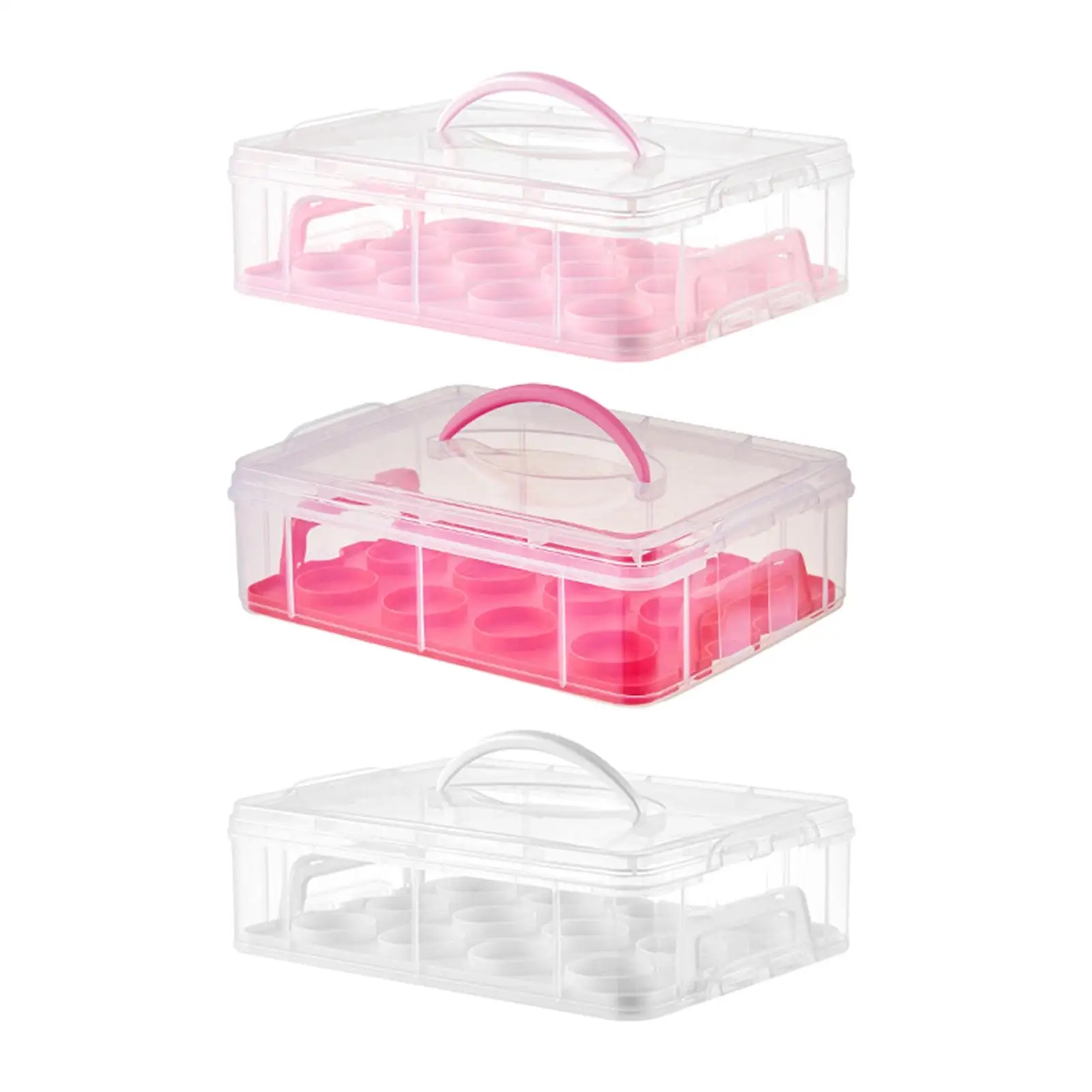 Cupcake Carrier Stackable with Lid with Handle Portable Cupcake Holder Dessert Holder Transports Box for Muffin Cheesecakes