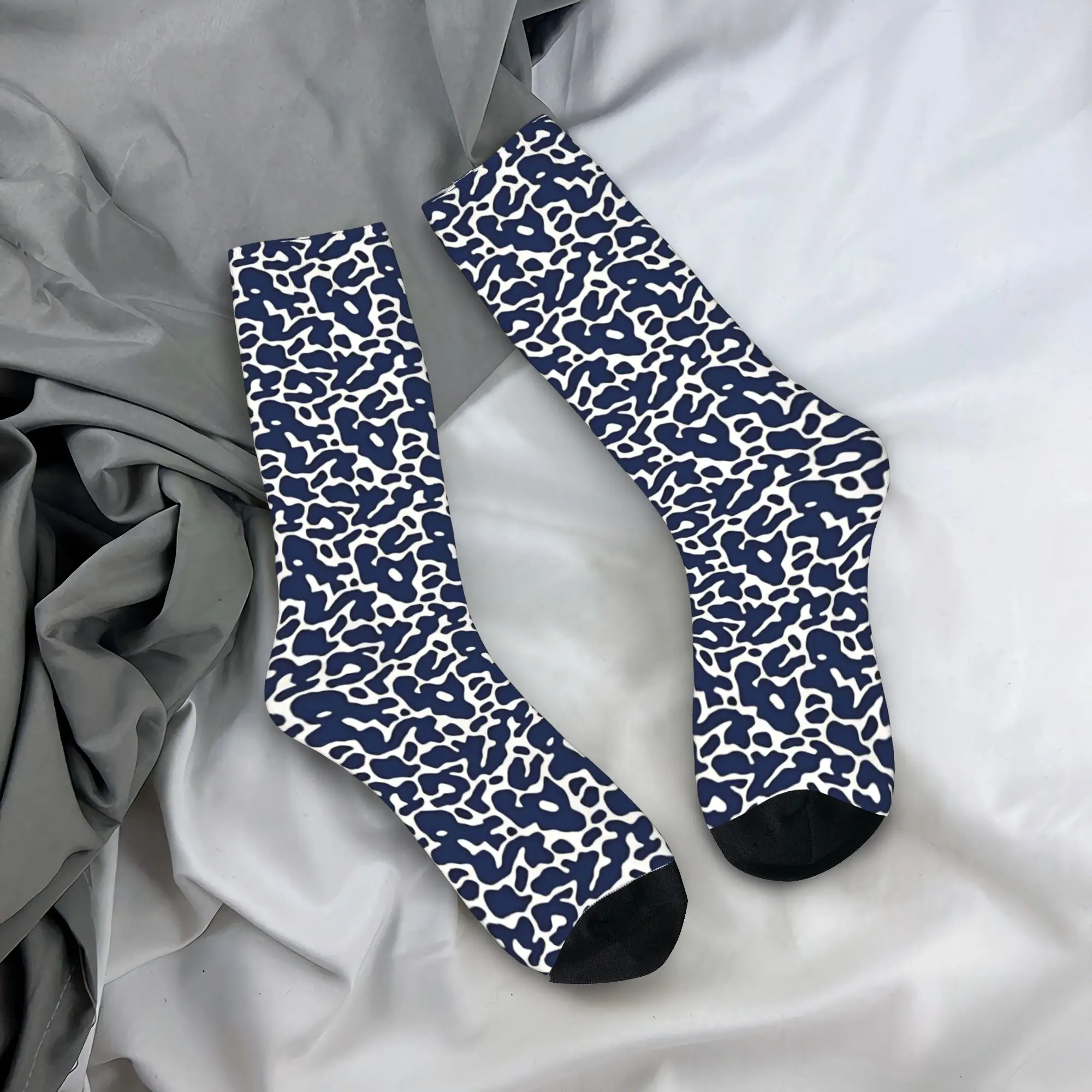 

Midnight Panther- Navy Blue Leopard Print Stockings Cow Modern Socks Women Men Medium Soft Socks Winter Climbing Socks Gift