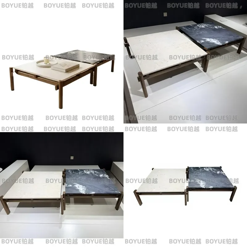for Super Wide Solid Wood Base Durable Coffee Table 180cm Slatted Structure Warm Brown Tones Modern Living Room Furniture