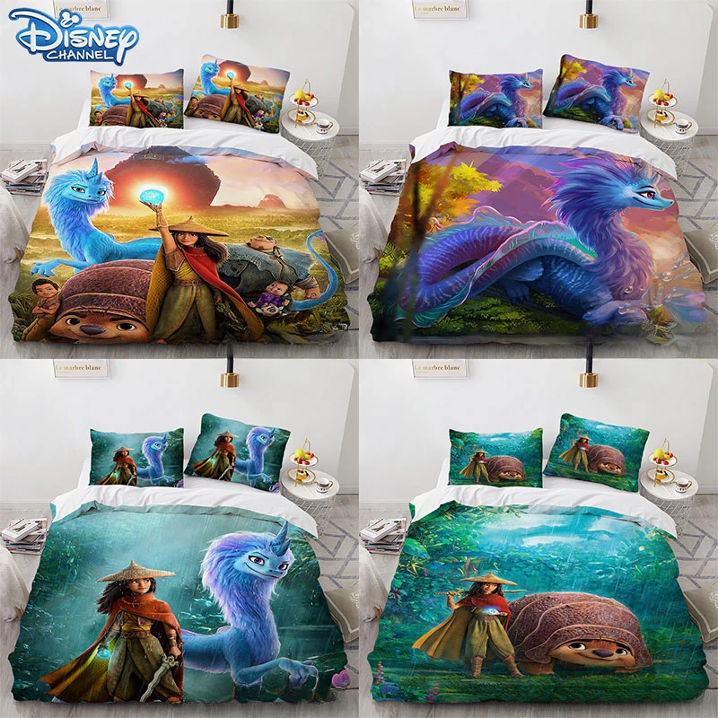 

Disney Raya and The Last Dragon Bedding Set Quilt Cover Pillowcase Cartoon Decor Bed Spead Bedroom Duvet Cover Bedding Suit Gift