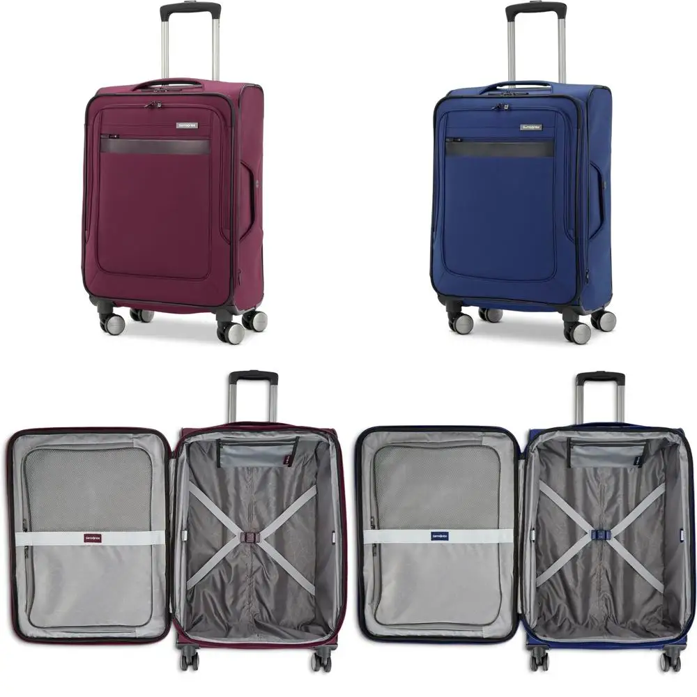 

expandable hardshell spinner luggage, lightweight 8-wheel suitcase, cloud grey, carry-on size 21 inch