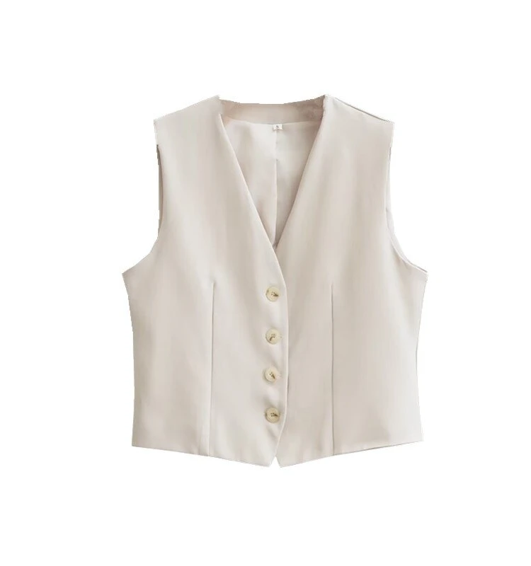 

Spring 2024 Women's Faion Pure Color Suit Vest High Waist Dstring Pants Versatile Ele Sle New Arrival