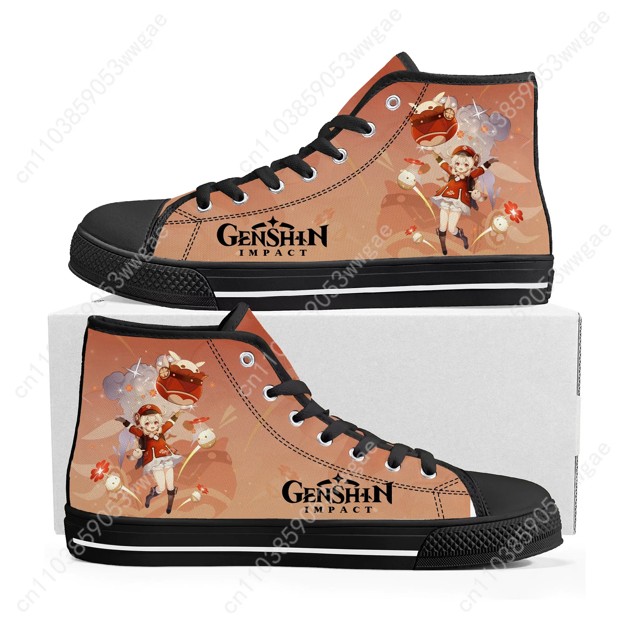 Genshin Klee High Top Sneaker Mens Womens Teenagers High Quality Canvas Sneaker Fashion Casual Couple Shoes Custom Made Shoes