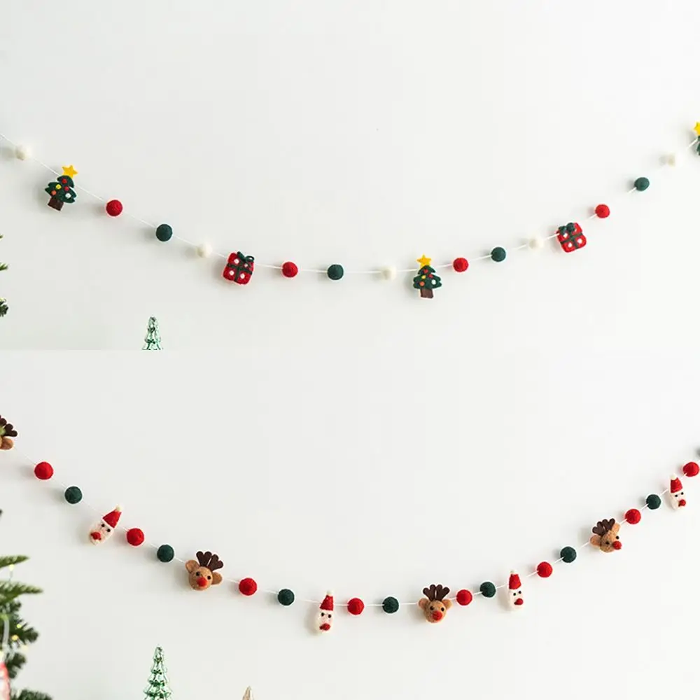 Kawaii Felt Christmas Banner Hanging Bunting Merry Christmas Christmas Ornaments Reusable Xmas Decorations