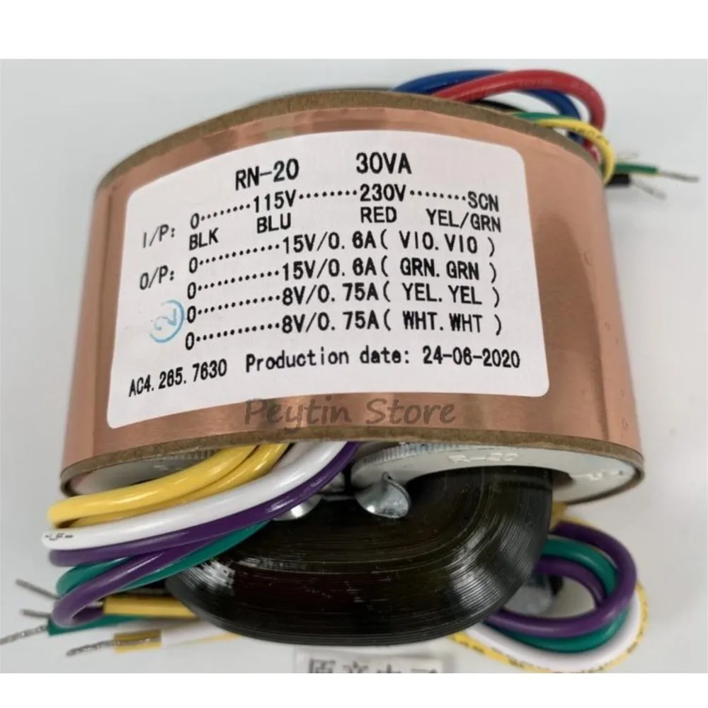 1Pc 30VA 30W Input 0-115V-230V-SCN Output 0-15V 0-15V 0-8V 0-8V R-type Power Transformer