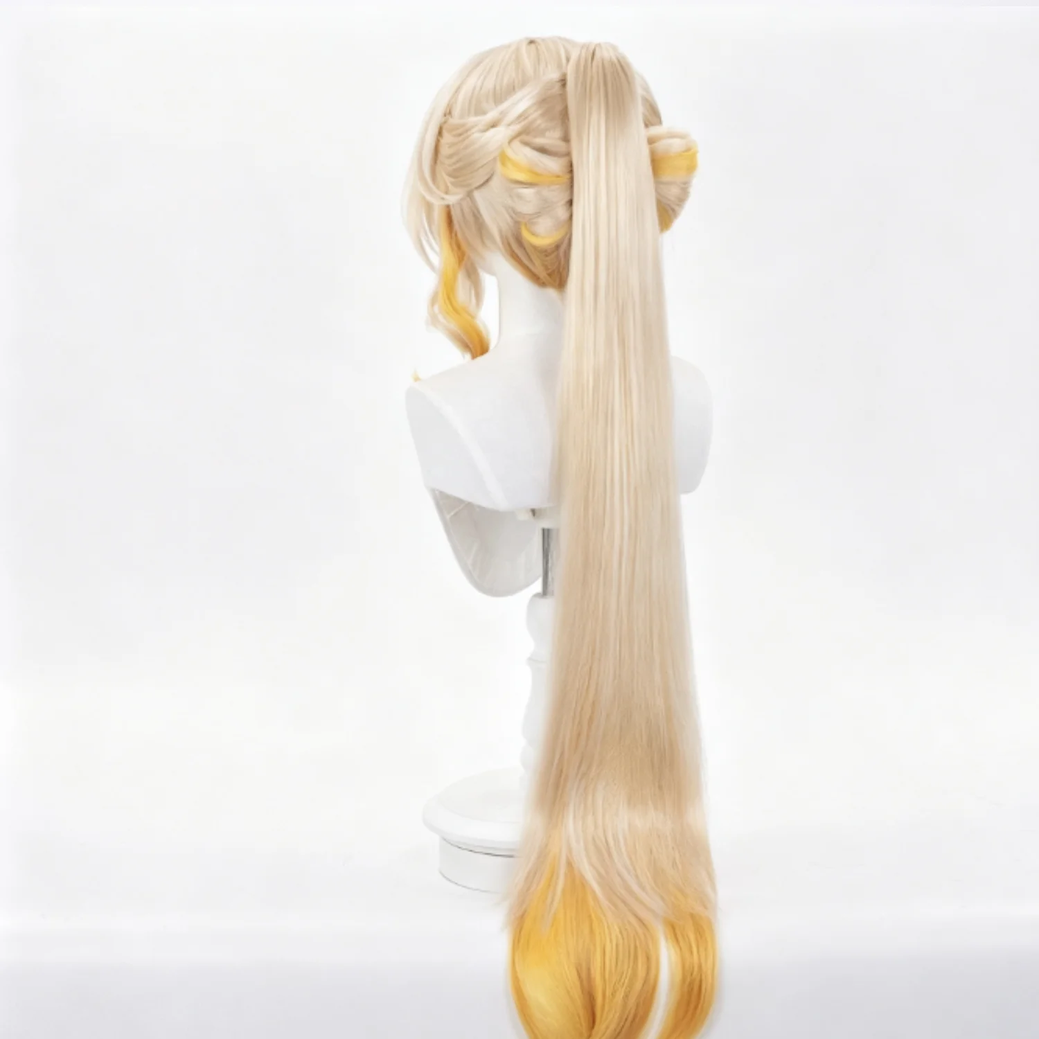 Wuthering Waves Suisui Cosplay Wig Pre-Styled Hair with Yellow Highlights, Includes Free Wig Cap for Comic Con Halloween view 5