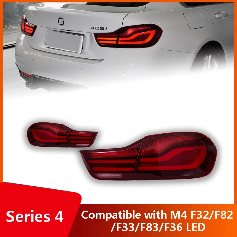 Custom Black Shadow Red Tail Light Assembly for BMW 4 Series, Compatible with M4 F32/F82/F33/F83/F36 LED Headlights
