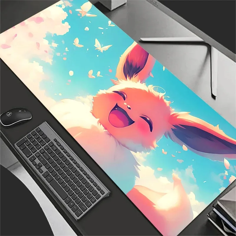 Gaming-Mauspad Großes Computer-Gamer-Mauspad Naturkautschuk Verriegelung HD-Druck mit Rand Gaming P-Pokemons Eevee Mausmatte XXL