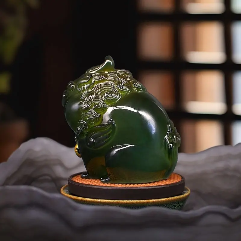 اليشم الملونة تغيير لون الشاي الحيوانات الأليفة الحلي مكتب جديد PI شيوى طاولة شاي الديكور يمكن رفع شخصية كيلين الديكور