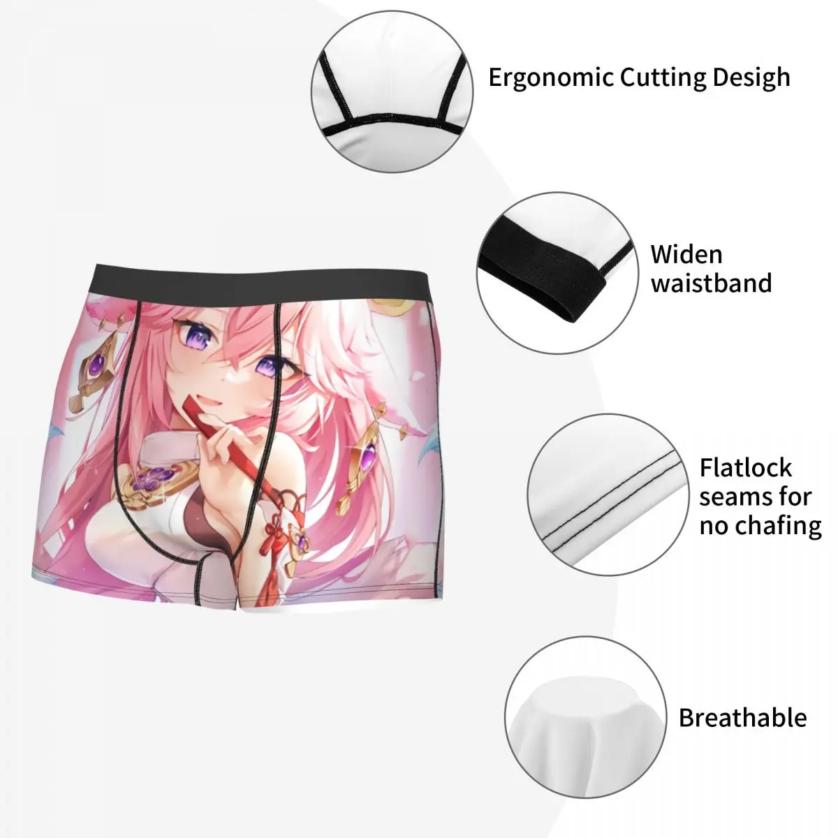 Male Cool Cute Yae Miko Genshin Impact Underwear Boxer Briefs Men Breathbale Shorts Underpants