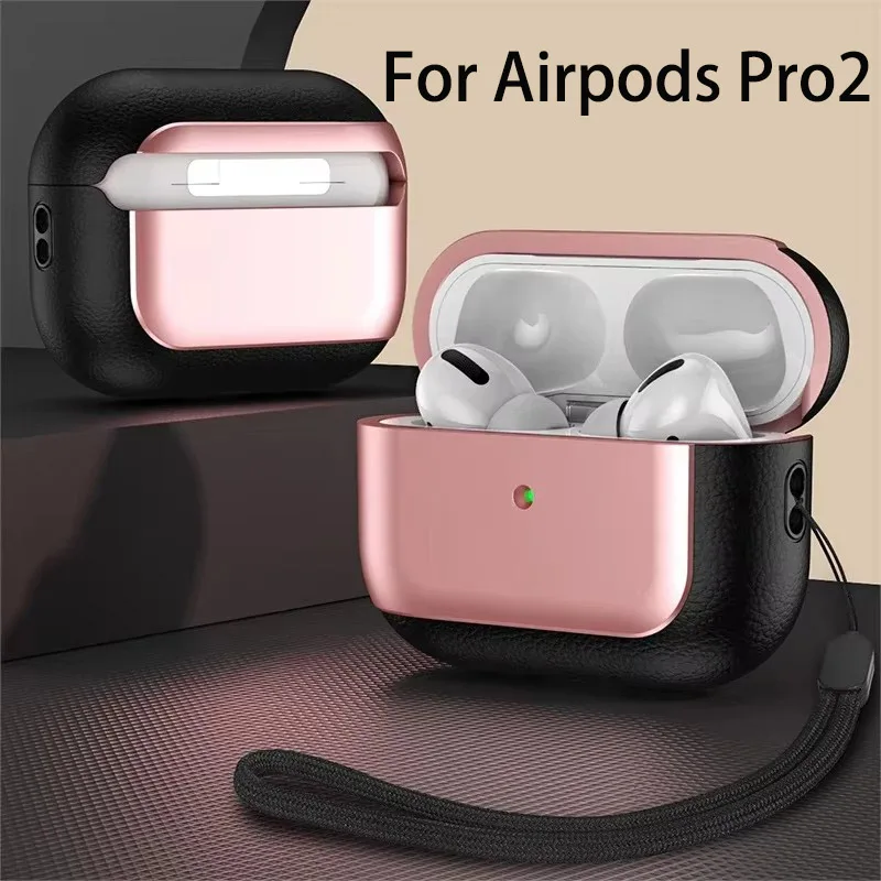 Etui na słuchawki Airpods Pro 2 USB C Luxury Metallic Glossy Electroplated Wireless Headphone Cover For Airpods 3 Pro 2nd Cases Leather