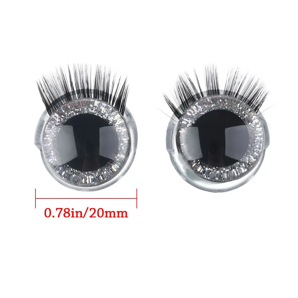 DIY Handmade 20mm 3D Eyes Safety Eyes with Eyelashes-Flashing Eyes For Amigurumi Crochet Stuffed Animal Doll Accessories