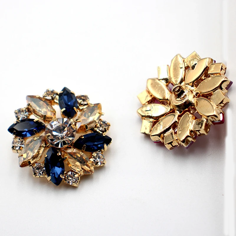 New 26mm 5 pieces fashion rhinestone crystal button metal DIY sewing decorative clothing accessories