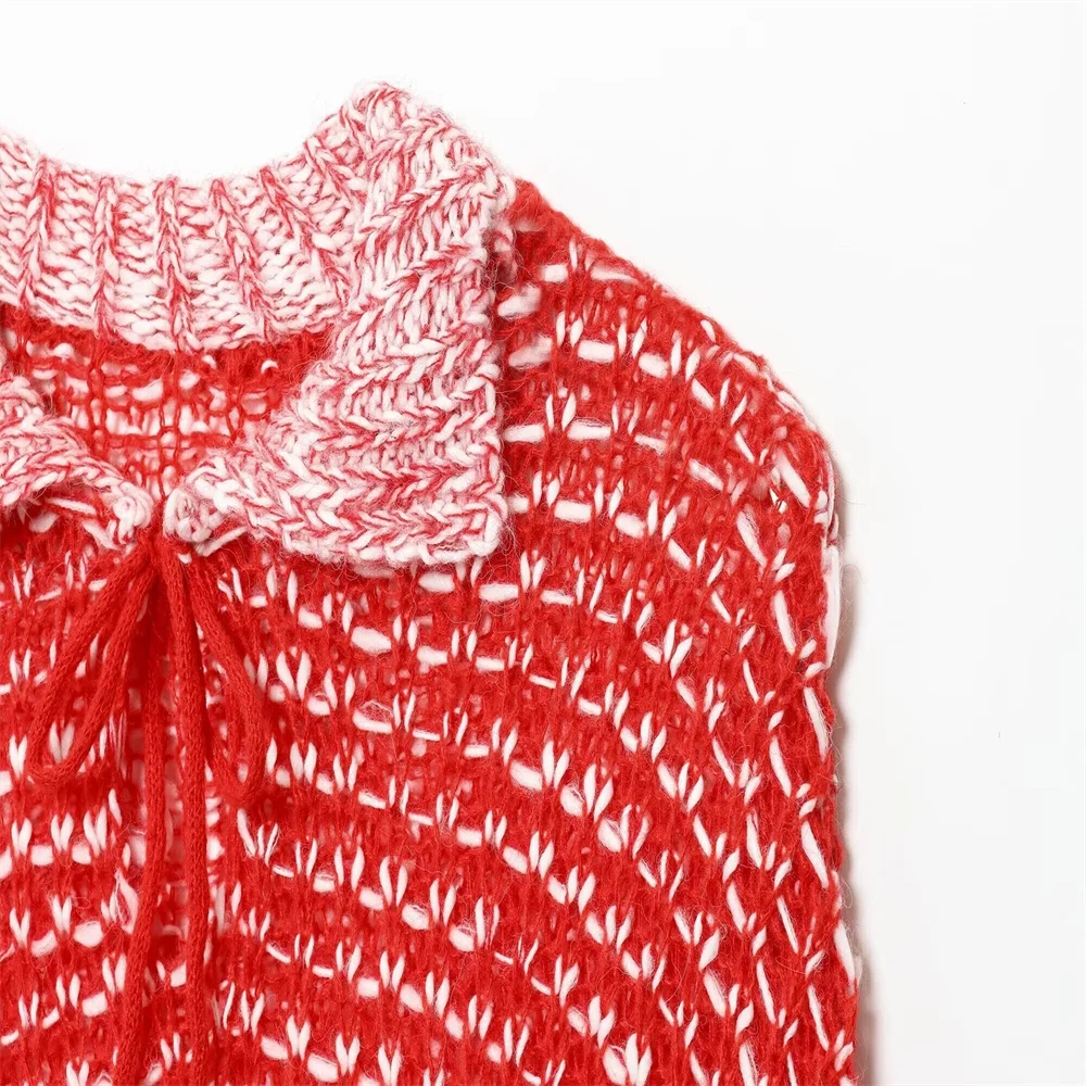 النمط الأوروبي والأمريكي 2025 الخريف منتج جديد المرأة تنوعا المخلوطة قميص بولو طوق محبوك سترة