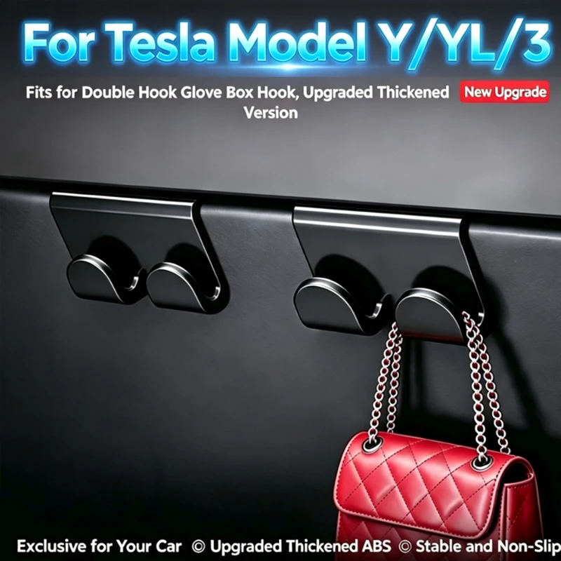 Double Glove Box Hook For Tesla Model 3/Y/YL Upgraded Thickened ABS Car Storage Hanger Passenger Glovebox Hook Car Accessories