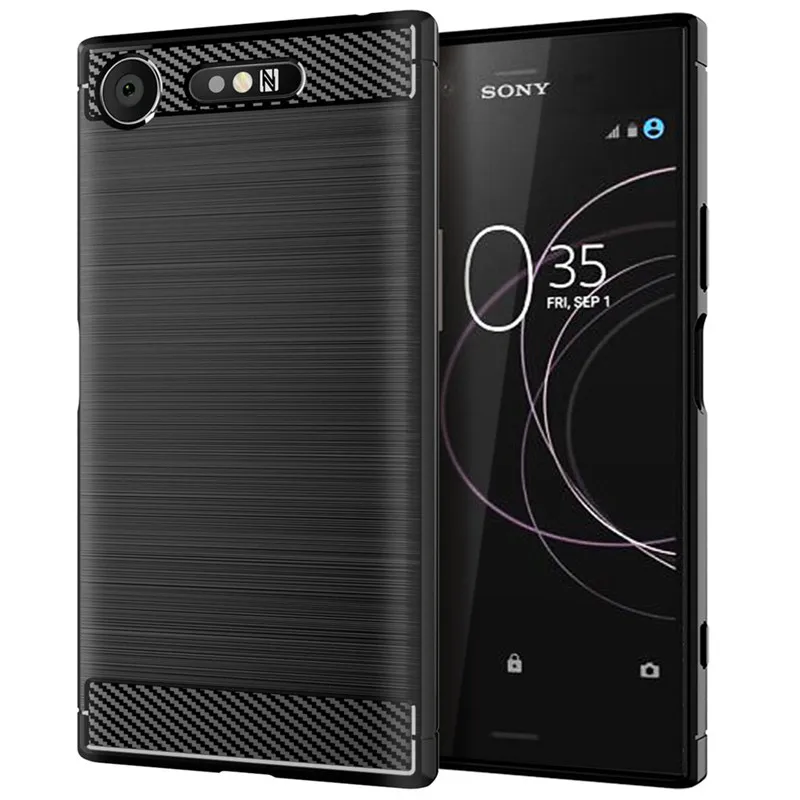 Carbon fiber Cover For Sony Xperia XZ1 Compact XZ1mini Shockproof Phone Case for Sony Xperia XZ1 Mini Bumper Silicone Case