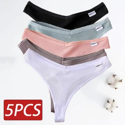 Tangas de algodón sin costuras para mujer, bragas sexys de cintura baja, lencería femenina, Bikinis íntimos transpirables, M-XL, 5 unids/set