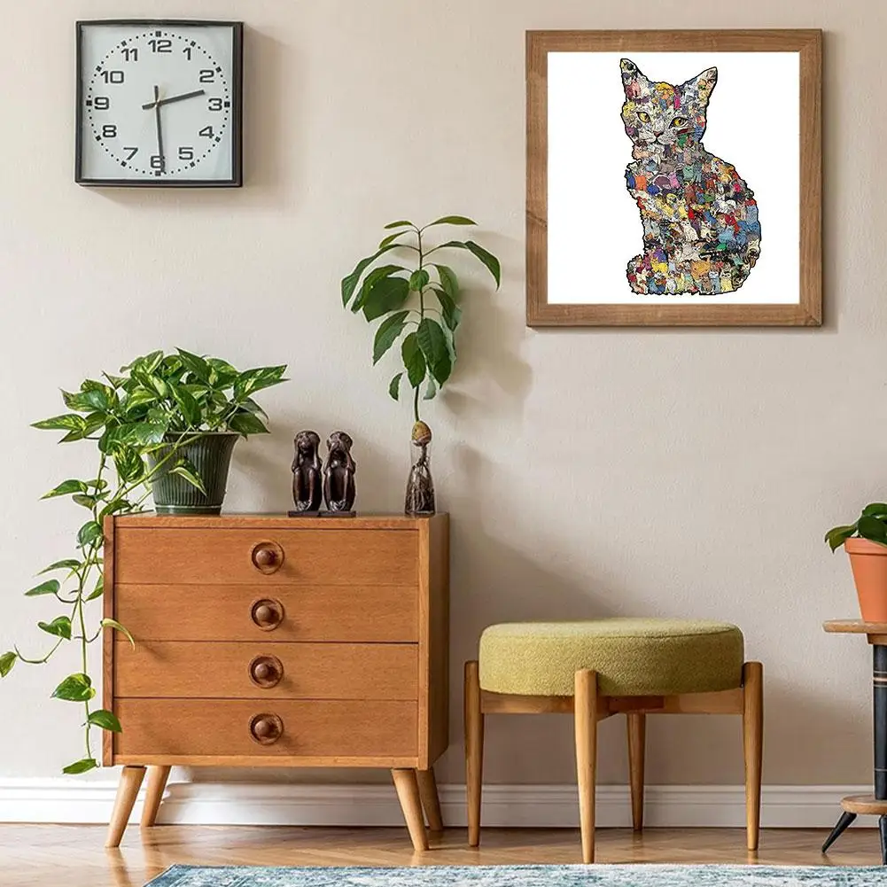 

Интересный красочный деревянный пазл Kittin, деревянный пазл неправильной формы в форме животного, подарок для высокой сложности и интеллекта T V3N7