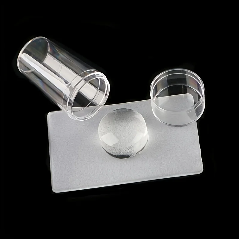 1 套 of Silicone Transparent Seal Head Large Scraper Nail Color Transfer Tool Nail Art Template Molds Clear Nail Art Stamper