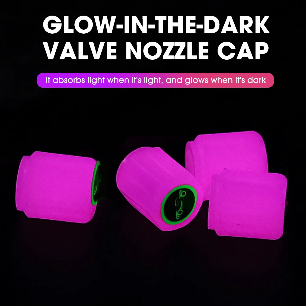 8 Tappi Valvola Pneumatico Luminosi Fluorescenti – Copristelo Auto Glow In The Dark Per Cerchio - 3