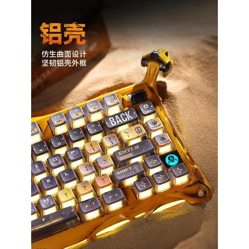 Broken cocoon K1 battle damage yellow mechanical keyboard, wireless game e-sports keyboard boys hot swap