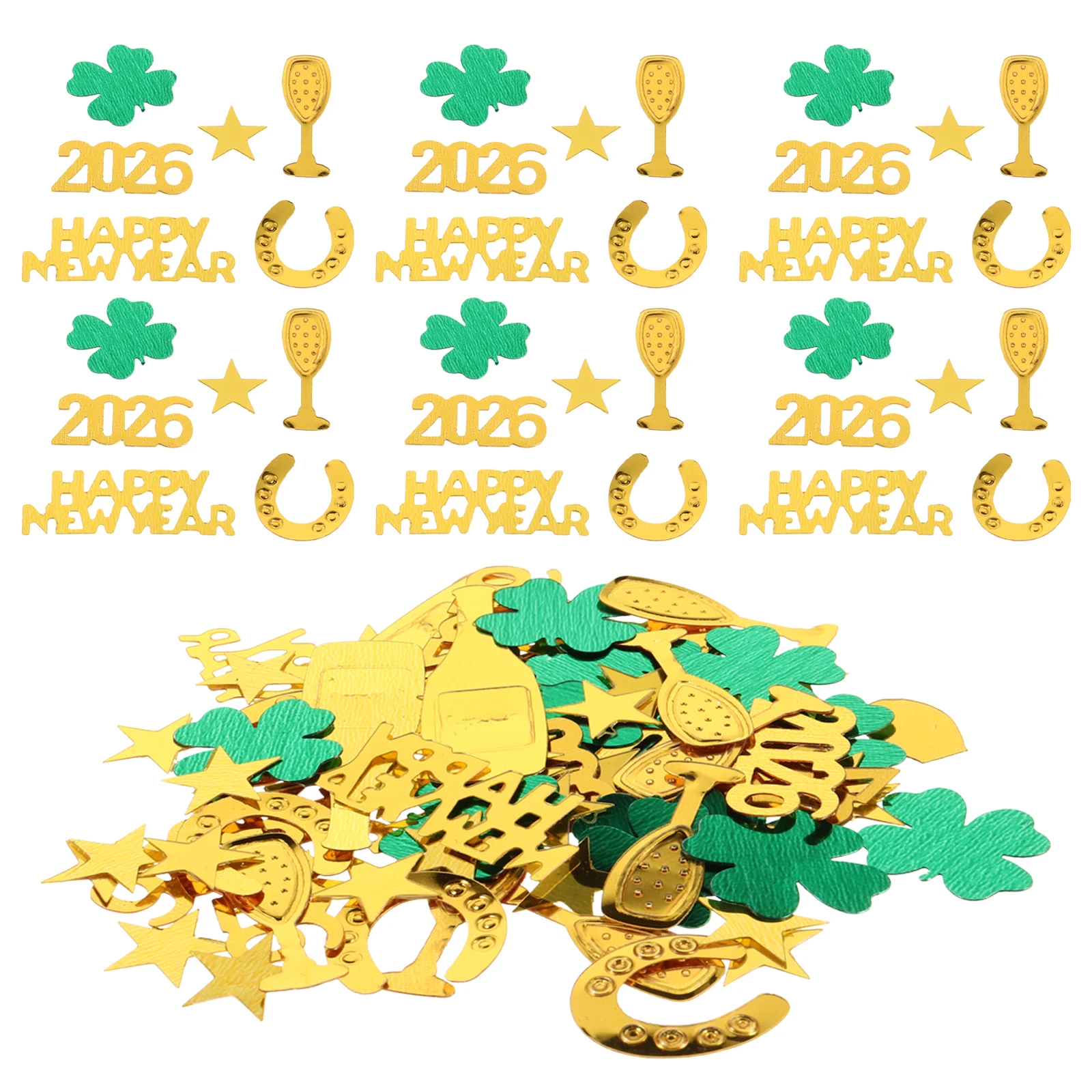 

3 Bags New Year Confetti Table Decoration Party Supplies Glitter Clover Horseshoe Wine Glass Bottle Scatter Happy New Years Eve