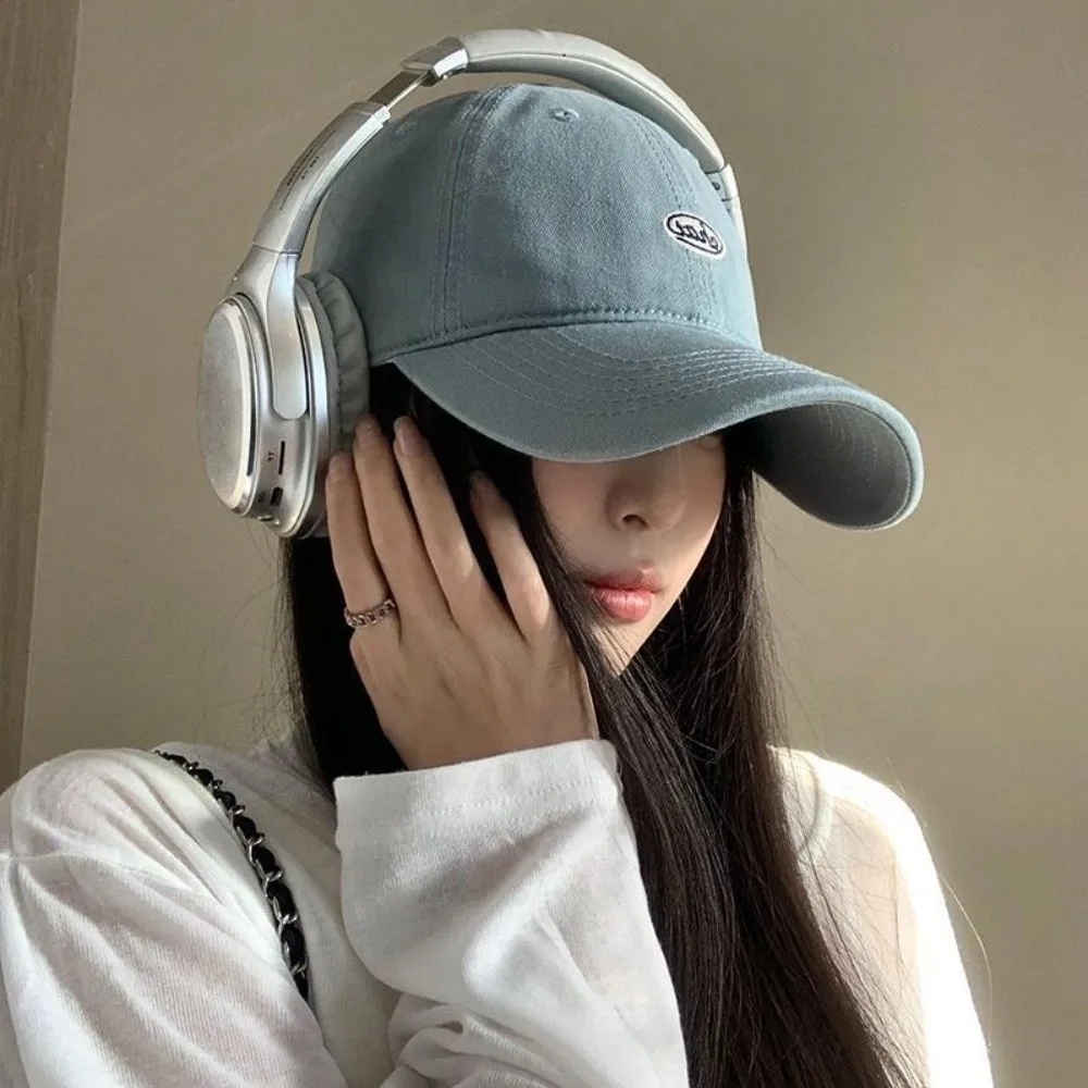 

Simple Korean Baseball Hat Letter Embroidery Peaked Cap Unisex Visor Snapback Cap Outdoor