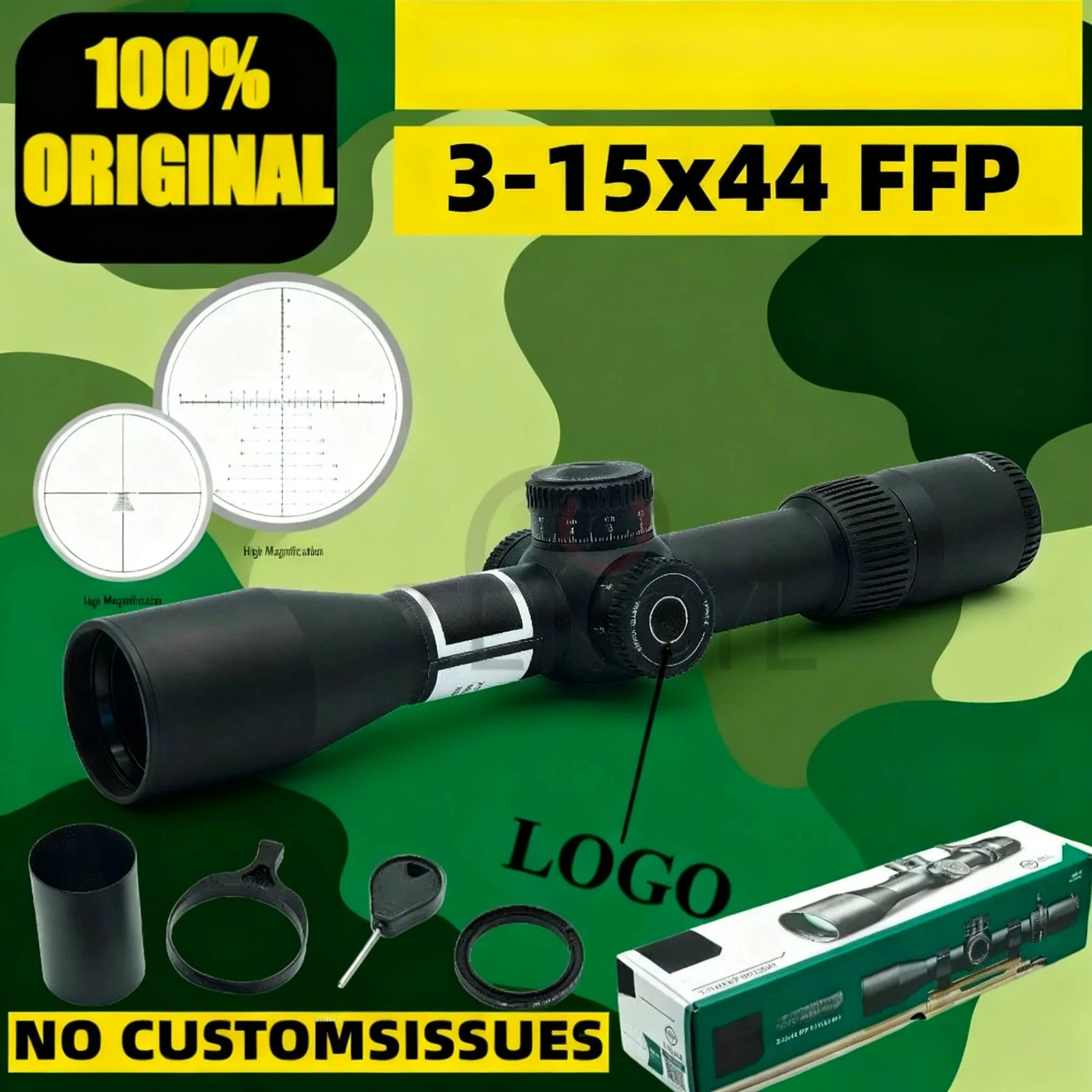 

Hunting Optics Original 3-15x44 FFP EBR-7C MRAD 34mm Tube Rifle Scope First Focal Plane Scope Sight