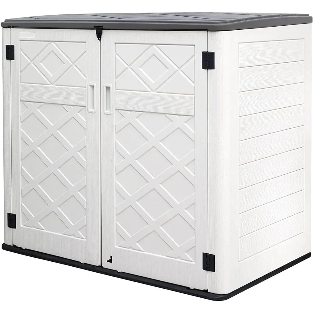 Resin Outdoor Storage Shed, 38 Cu.ft Outdoor Storage Box Waterproof for Garden Tools, Patio Furniture, Trash Cans, Tool Cabinet