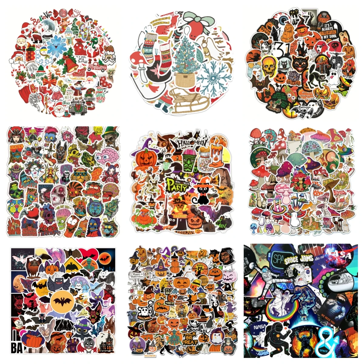 10/30/50PCS Cartoon Christmas Stickers Series Santa Claus Graffiti Kids Gift Luggage Laptop Guitar DIY iPad Decoration Wholesale