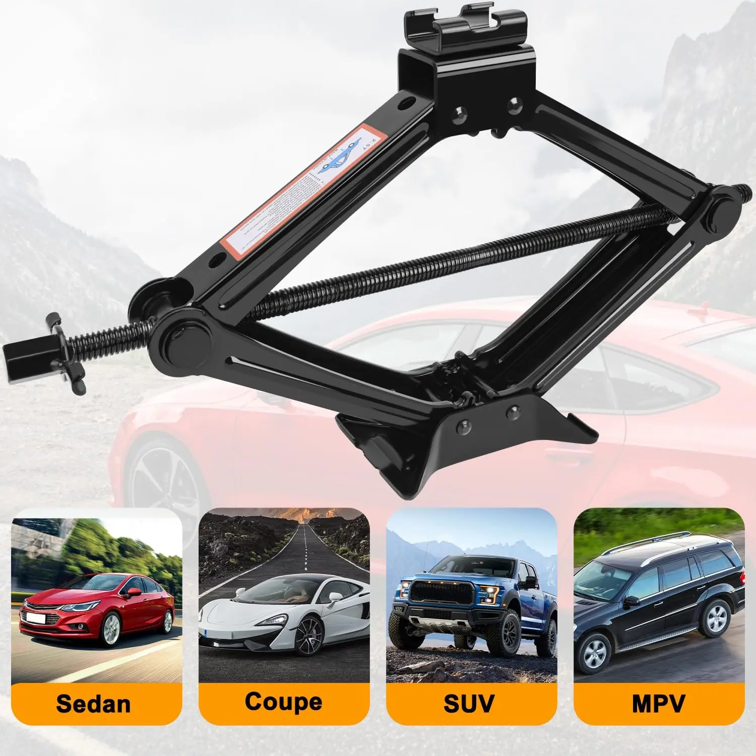 2.5 طن سيارة جاك كيت مقص جاك 5511 رطل الإطارات جاك أداة العالمي سيارة طقم الطوارئ مع العروة وجع الإطارات تغيير لسيارة SUV #6