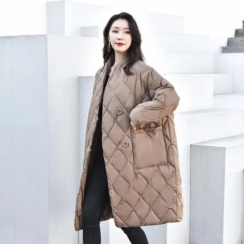 2024 New Women Down Jacket Winter Coat Female Mid Length Version Parkas Loose Thick Warm Outwear Fashion Leisure Time Overcoat