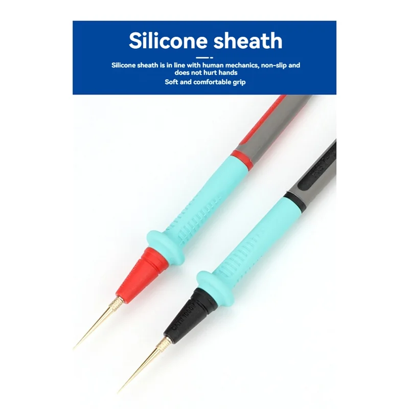 Set di puntali in silicone per penna multimetro in acciaio inossidabile Set sonda placcata oro sostituibile da 0,1 mm per multimetro digitale-AT64