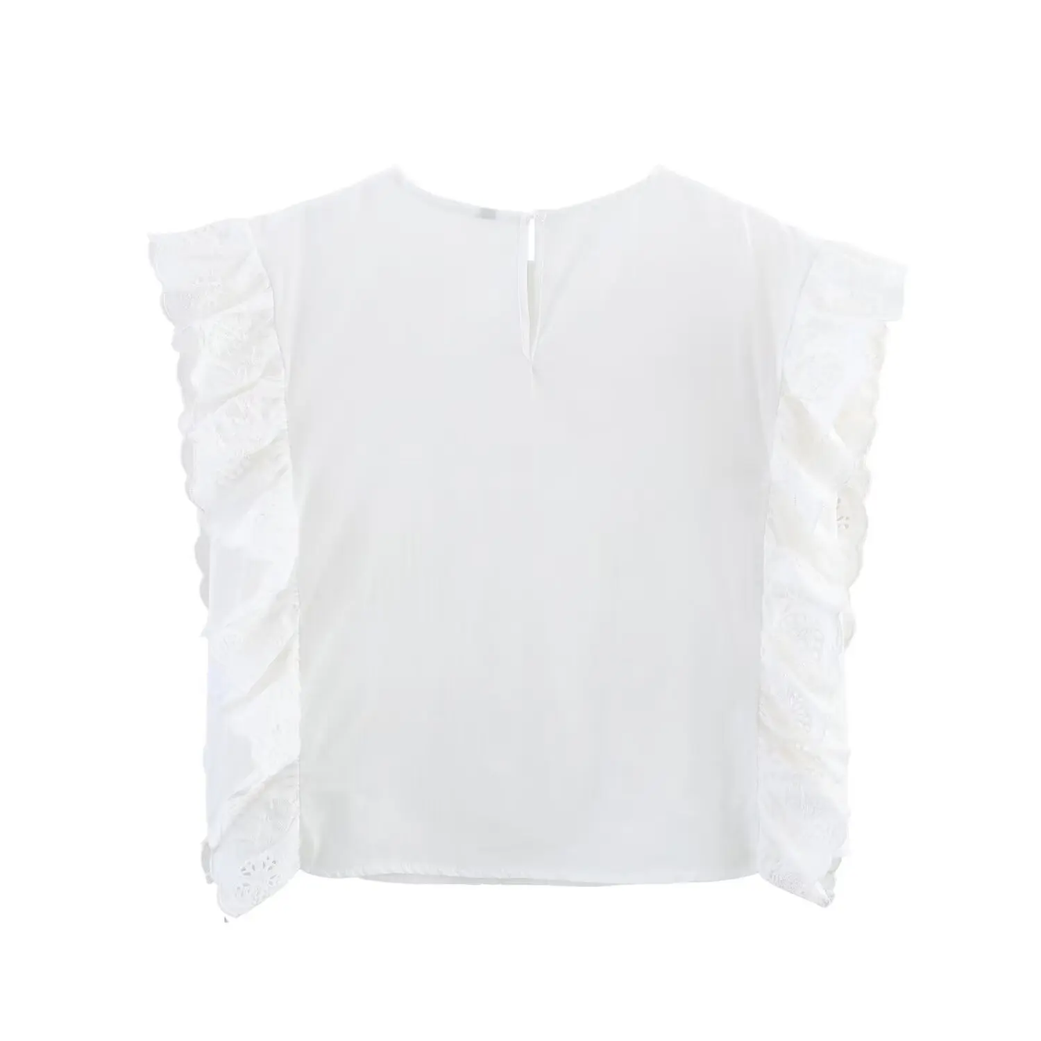 Maxdutti Summer Blouse French Countryside Style Cotton Embroidered Shirt Minimalist Ruffle Edge Loose White Shirt Top