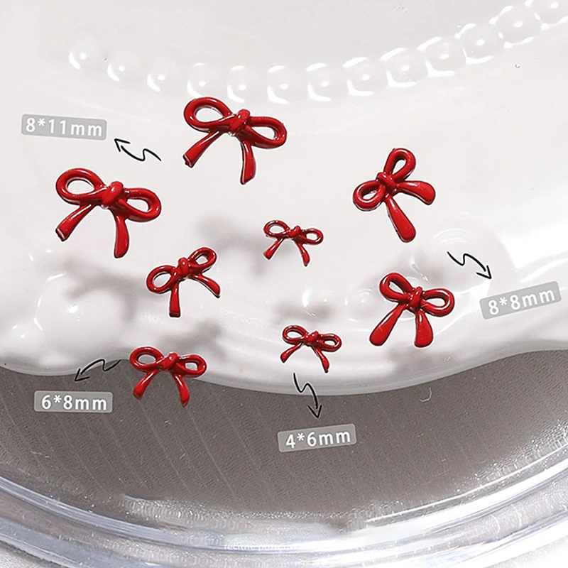 1 قطعة/الحقيبة Bowknot مسمار الفن القوس السحر DIY ربطة القوس فيونكة زينة تصميم أجزاء الأحمر حجر الراين لطيف مانيكير لوازم