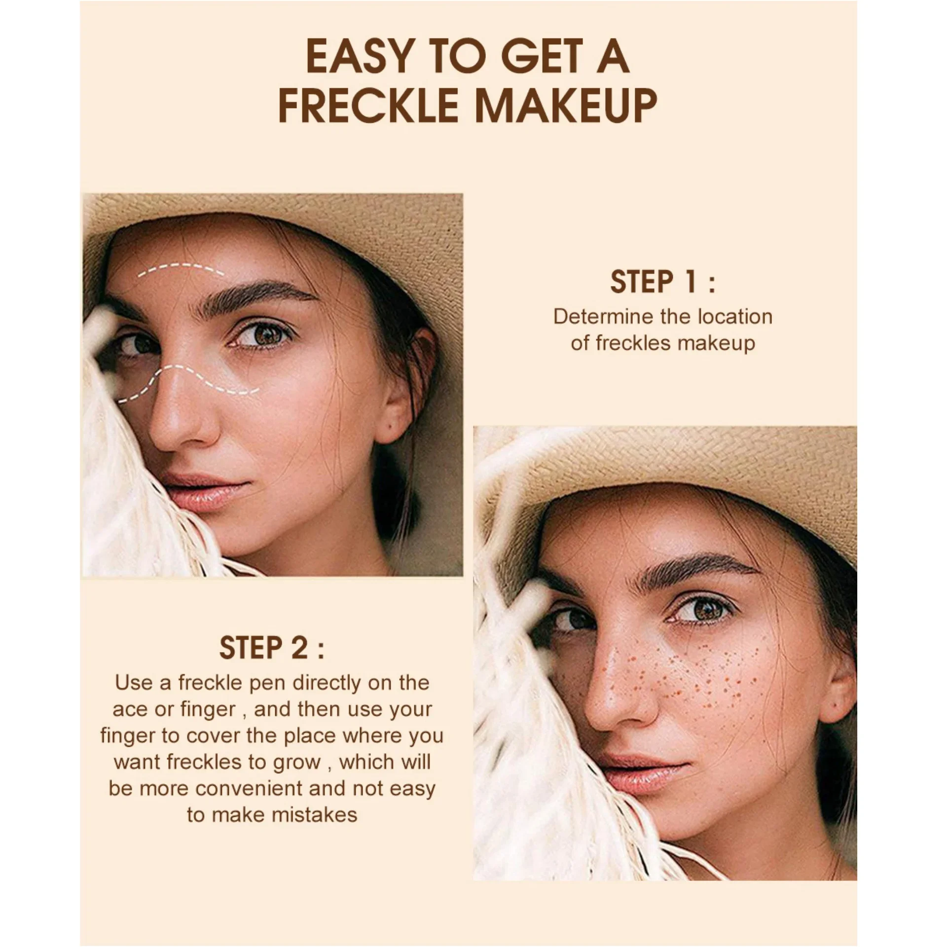 4PCS Gesicht Gefälschte Sommersprossen Stift Langlebige Natürliche Dot Spot Tönung Lebensechte Sunkissed Make-Up Weiche Braun Sommersprossen Stift Make-Up