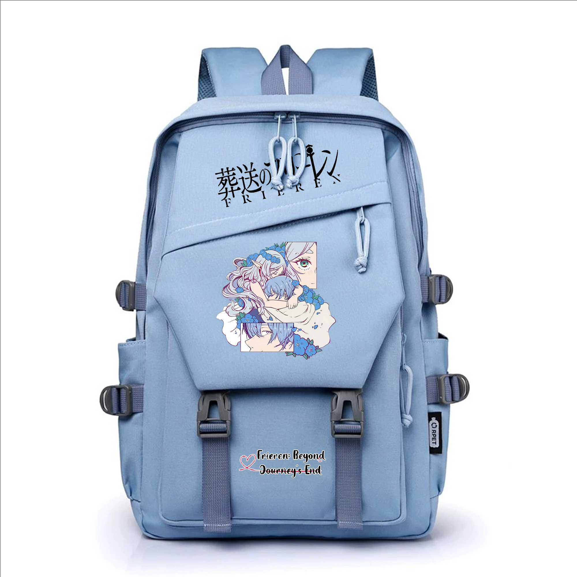 Anime Frieren: Beyond Journey's End Students Cartoon Design Laptop Backpacks Casual Shoulder Bag for School Travel Bookbag