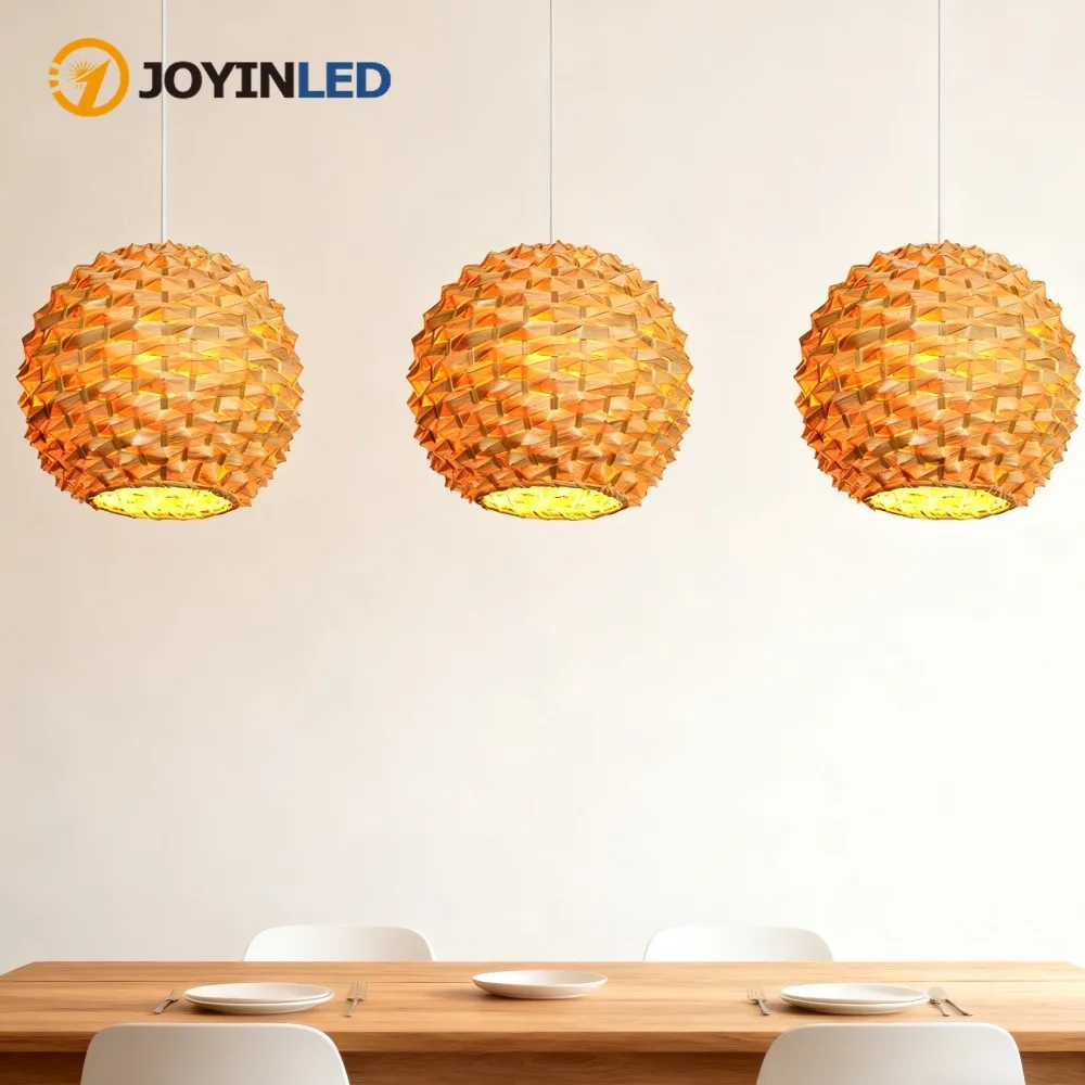 

JOYINLED Farmhouse Bamboo Wicker Chandelier 30/40CM Woven Rattan Ceiling Light for Restaurant Home Decor Pendant Lighting