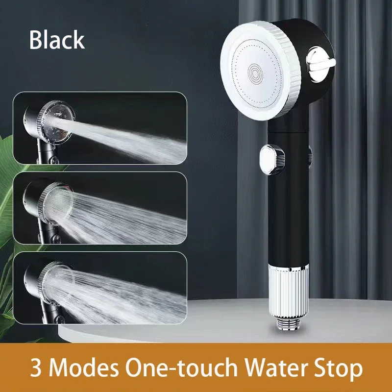 3 Mode Massage Shower HeadNew Adjustable High Pressure ShowerheadOne Touch StopHandheld Bathroom Accessories