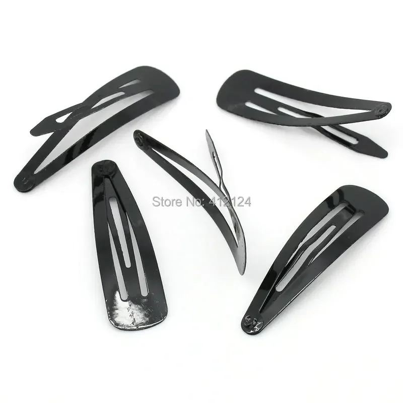 500Pcs Black Hair Clips Snap Barrettes Head Charms Fashion Finding Jewelry 46x13mm