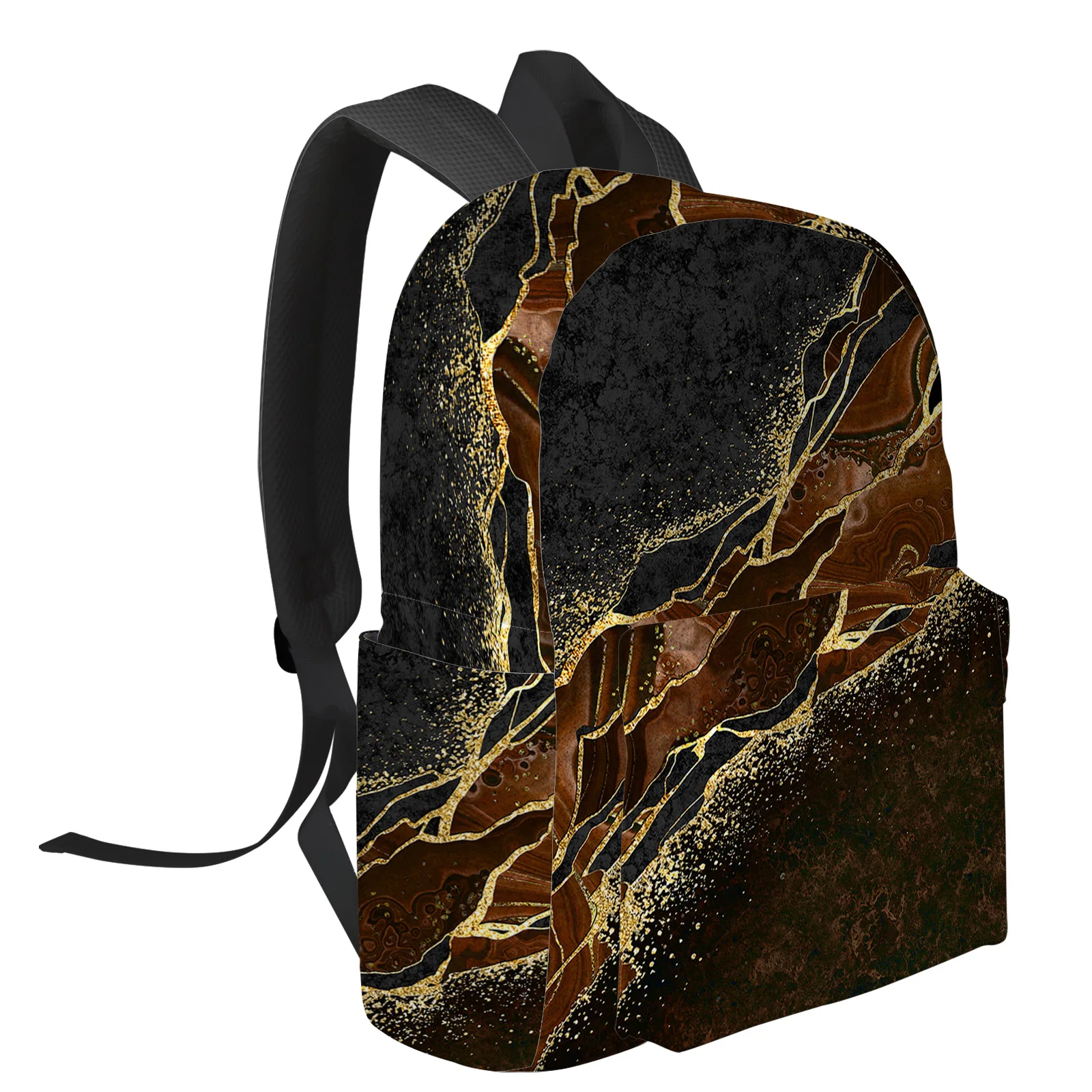 Abstract Black Marble Brown Malachite Backpacks Teenagers Student School Bags Laptop Backpack Men Women Female Travel Mochila