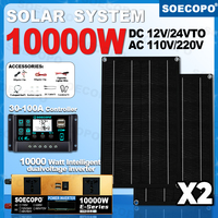 SOECOPO 10000W Portable Home Full Solar Kit 2x600W Solar Panels Inverter (2 Sockets) 100A Controller – Camping Equipment, Car