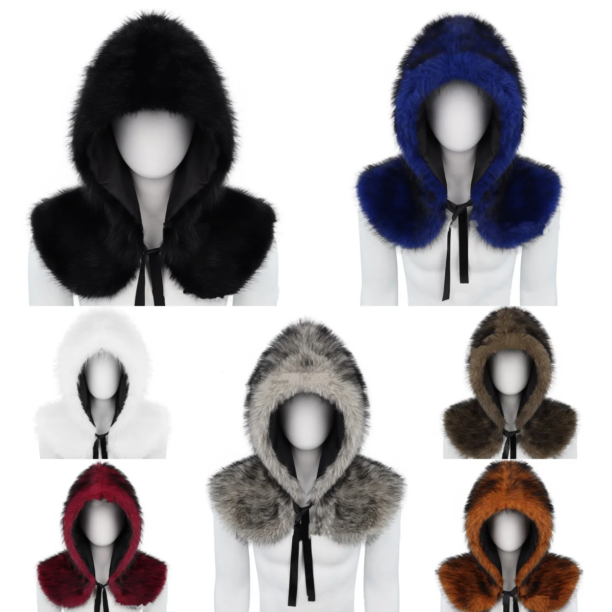 

Viking Fur Hooded Shawl Ren Faire Medieval Mantle Shoulder Wrap Collar Warrior Renaissance LARP Cosplay Costume Warm Cape Hat