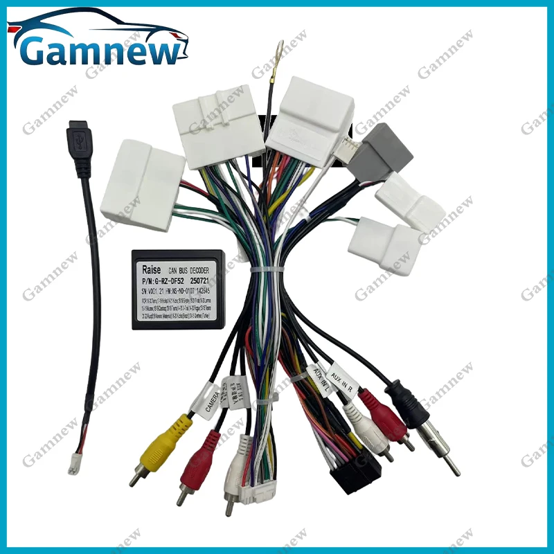 Car 16pin Wiring Harness Adapter Canbus Box Decoder Android Radio Power Cable For Nissan Navara NP300 2017-2019 RZ-DF02