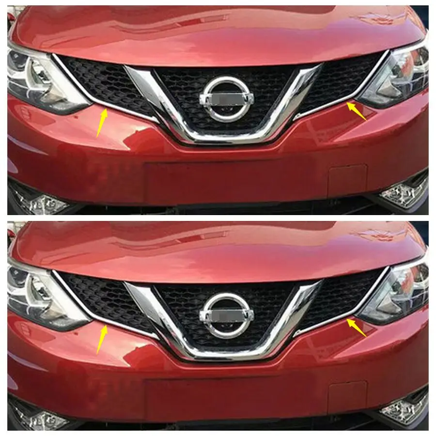 ABS Chrome Front Head Grille Grill Cover Trim Kit Fit For Nissan Qashqai J11 2014 - 2016 Auto Exterior Decoration Accessories