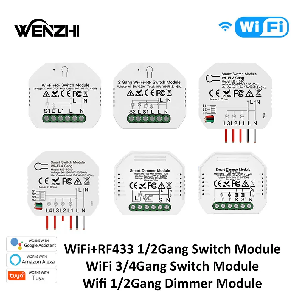 

Light Switch Module Wifi Dimmer DIY RF 433 Mhz Relay Automation Wireless Remote Control Smart Life Tuya Alexa Google Home Mose